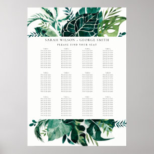 Póster Leafy Monstera Green Fauna Boda