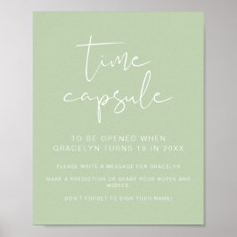 Póster LEAH Vibrant Green Baby Shower Time Capsule