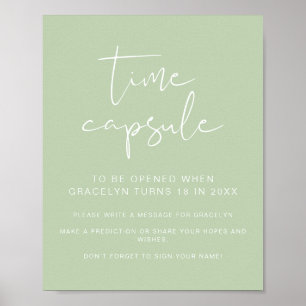 Póster LEAH Vibrant Green Baby Shower Time Capsule