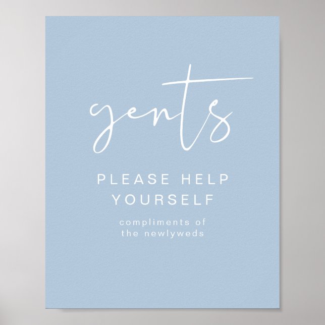 Póster LEAH Vibrant Pastel Blue Gents Cuarto de baño (Frente)