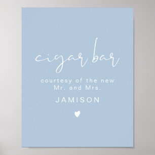 Póster LEAH Vibrant Pastel Dusty Blue Boda Cigar Bar