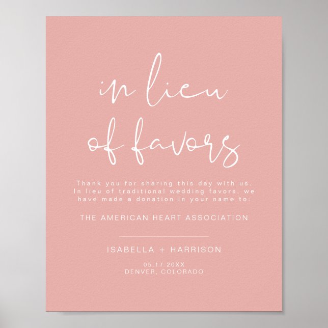 Póster LEAH Vibrant Pastel en lugar de Favor Rótulo Boda (Frente)