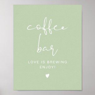 Póster LEAH Vibrant Pastel Green Coffee Bar Table Rótulo