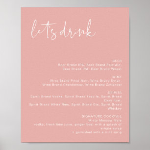 Póster LEAH Vibrant Pastel Pink Let's Bebe Bar Menú