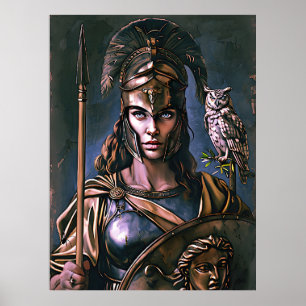 Póster "Lealtad Feroz de Atenea" Retrato Colorido
