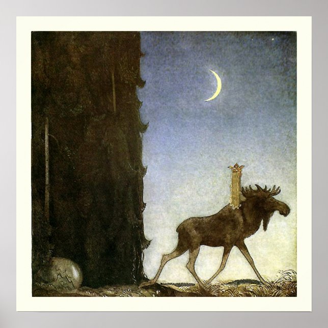 Póster Leap the Elk and Princess Tuvstarr por John Bauer (Frente)