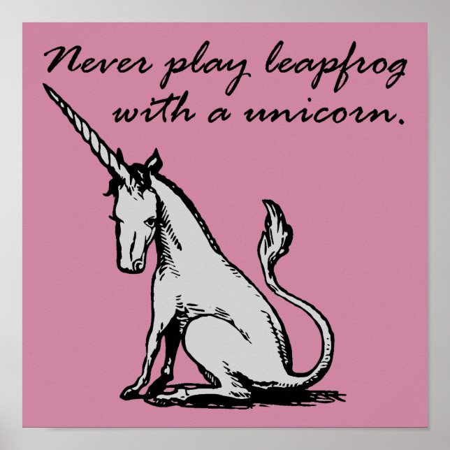 Póster Leapfrog With A Unicorn Funny Poster Sign (Frente)
