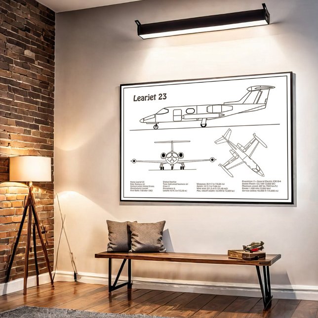 Póster Learjet 23 - Planes de dibujo del plano del avión  (Subido por el creador)