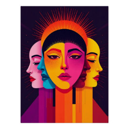 Póster Lebendige abstrakte geometrische Köpfe