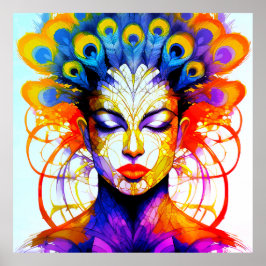 Póster Lebendige Pfauenfeder-Schönheit Verschmelzung