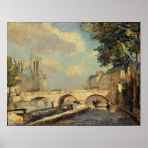 Póster Lebourg - El Sena en París en Notre Dame 1902
