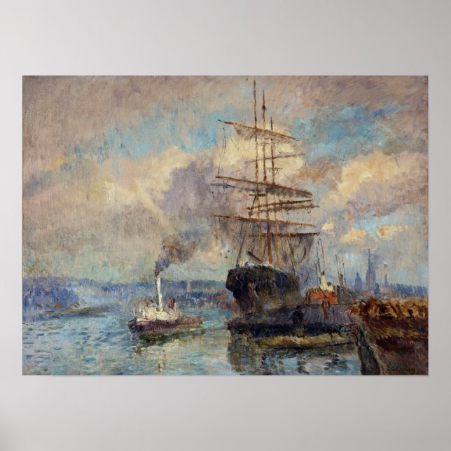 Póster Lebourg - En el puerto de Rouen (Frente)