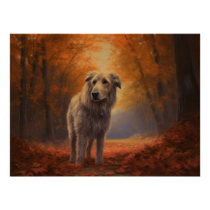 Póster Lebrel en Otoño Hojas Caídas Inspiran