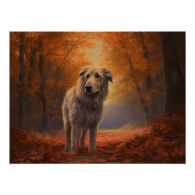 Póster Lebrel en Otoño Hojas Caídas Inspiran (Anverso)