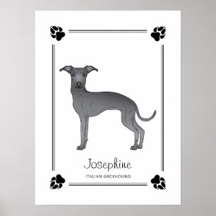 Póster Lebrel italiano azul con patas y texto personaliza