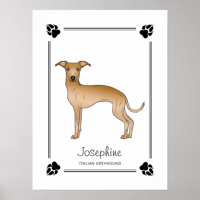 Póster Lebrel Italiano Cría Con Patas Y Texto Personaliza (Frente)