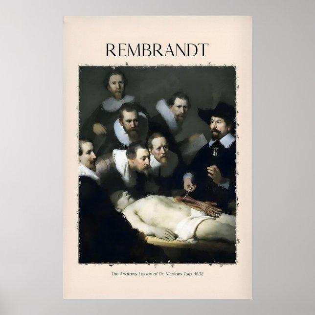 Póster Lección de Anatomía de Rembrandt Dr Tulp632 Retrat (Frente)