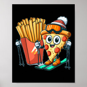 Póster Lección de esquí infantil Pizza Esquí seco francés