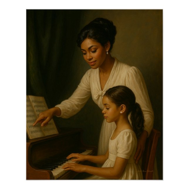 Póster Lecciones de Piano Madre-Hija Elegante Nostálgico (Anverso)