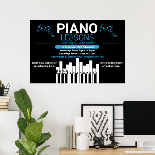 Póster Lecciones de piano personalizadas Música Profesora