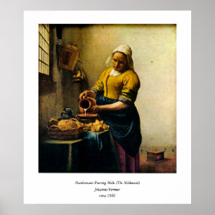 Póster Leche de colada del Maidservant de Vermeer (circa