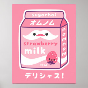 Póster Leche de fresa suave