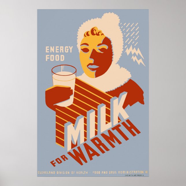 Póster Leche - para alimentos calientes Energía (Frente)