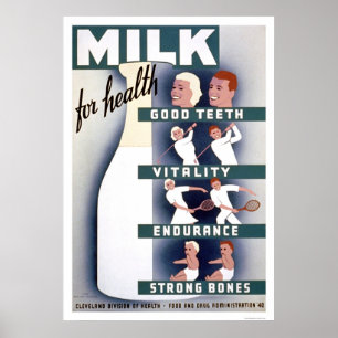 Póster Leche Para La Salud 1940 WPA