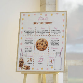 Póster Leche Y Cookies Primer Poster del hito de cumpleañ