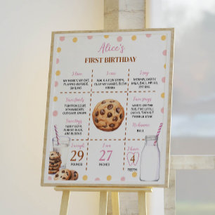 Póster Leche Y Cookies Primer Poster del hito de cumpleañ