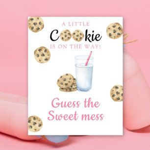 Póster Leche y galletas Baby shower Adivina el dulce deso