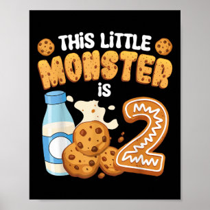 Póster Leche y Galletas Este Pequeño Monstruo Cumple 2 2d