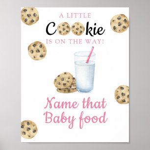 Póster Leche y galletas para el baby shower Nombre esa co