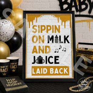 Póster Leche y Jugo Cumpleaños Hip Hop 90s   Baby Shower