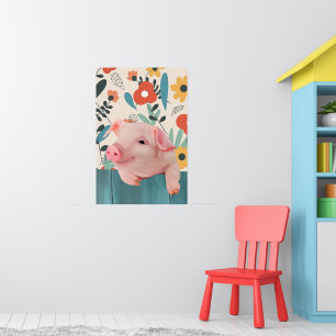 Póster Lechón acogedor Animales para bebés