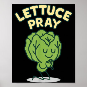 Póster Lechuga Rezar Divertido Chiste Cristiano Fe Humor