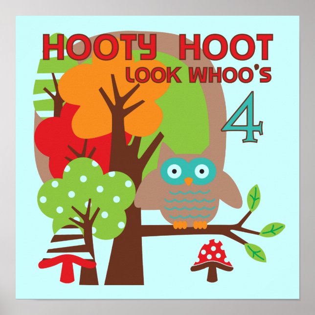 Póster Lechuza 4 camisetas y regalos de cumpleaños de T (Frente)