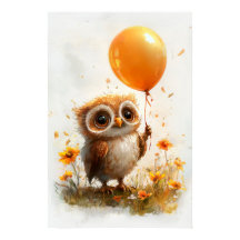 Lechuza Adorable con globo Naranja - Autum caprich