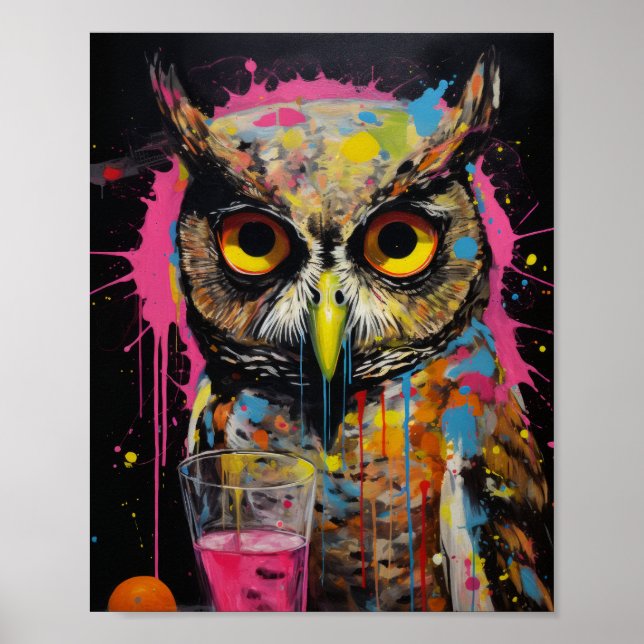 Póster Lechuza caprichosa Martini Poster por Ryan Shava:  (Frente)