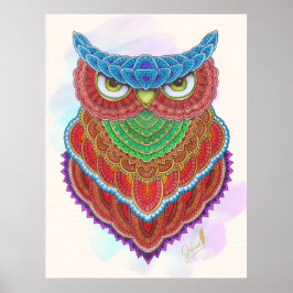 Póster Lechuza coloreada