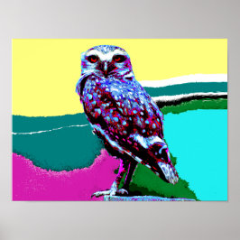 Póster Lechuza colorida en una posterización
