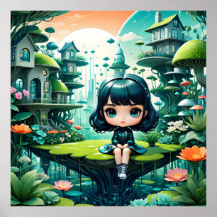 Póster Lechuza cuta en Beanie colorida