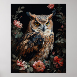 Póster Lechuza De Cottagecore Oscura Y Poster De Impresió