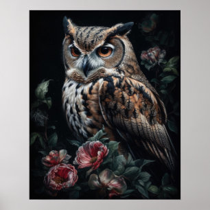 Póster Lechuza De Cottagecore Oscura Y Poster De Impresió
