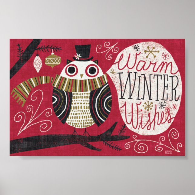 Póster Lechuza de Navidades quirky (Frente)