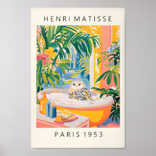 Póster Lechuza De Nieve En Poster De Bañera, Gracioso Bañ