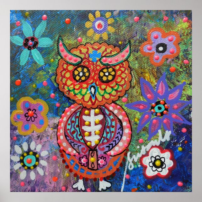 Póster Lechuza Dia de los Muertos (Frente)