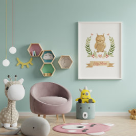 Póster Lechuza Durmiente Niñera Nursery Wall Art Decoraci
