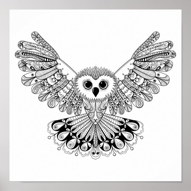 Póster Lechuza negra de estilo 2 (Frente)