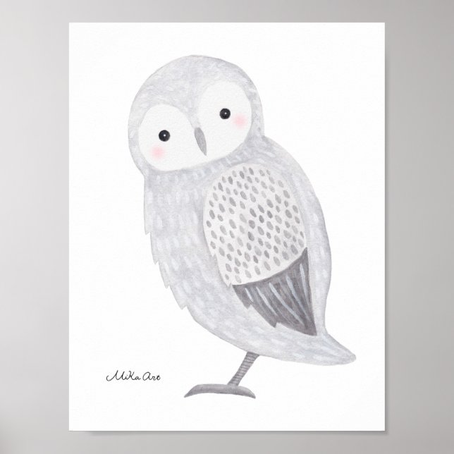 Póster Lechuza Poster Lechuza Nieve Ilustracion Owl Nurse (Frente)